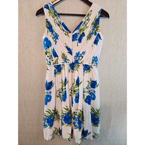 Boden Womens Sleeveless Floral‎ Midi Dress V-Neckline Pleated Bodice Size US 4 - Picture 3 of 16